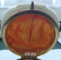 Wave Crest Swirl Glass Opal Ware Powder Dresser Box 5 3/8 Beautiful, Must See