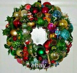 Wonderful Whimsical Vintage Ornament Wreath One Of A Kind Hand Made Must See