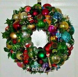 Wonderful Whimsical Vintage Ornament Wreath One Of A Kind Hand Made Must See